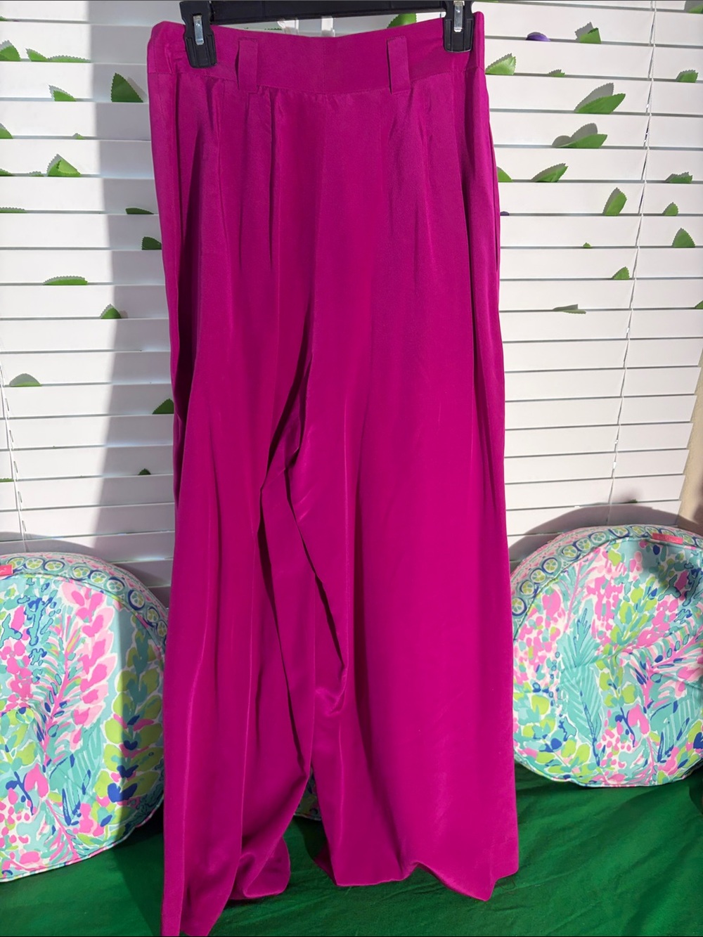 Ellen Tracy Silk Fuchsia Wide Leg Pants - Picture 4 of 7
